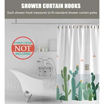 Shower Curtain Hooks Rings, 304 Stainless Steel Shower Curtain Rust Resistant Hooks for Bathroom Sho...