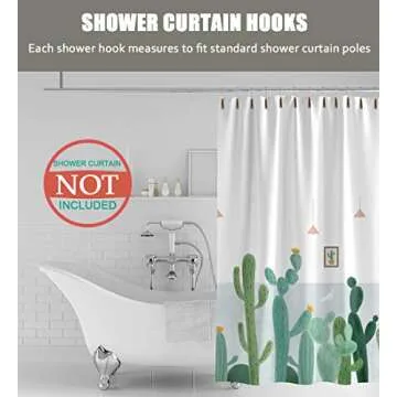 Shower Curtain Hooks Rings, 304 Stainless Steel Shower Curtain Rust Resistant Hooks for Bathroom Sho...