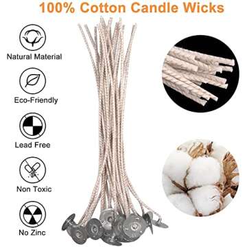 100 Eco-Friendly Wicks for Soy Candle Making | 100 pcs