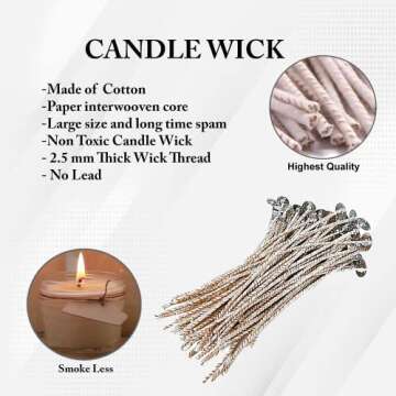 100 Eco-Friendly Wicks for Soy Candle Making | 100 pcs