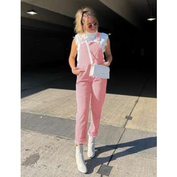 luvamia Corduroy Overalls for Women Adjustable Straps Fashion Bib Corduroy Overalls For Women Overalls For Women Casual Dusty Rose Womens Overalls Jumpsuit Size Medium Fits Size 8 / Size 10