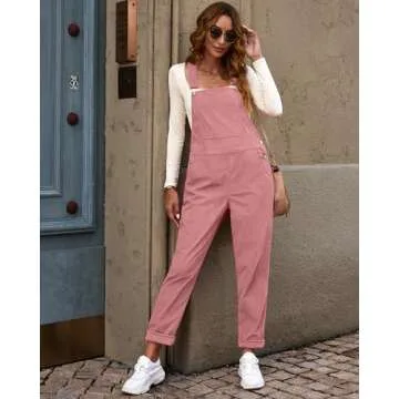 luvamia Corduroy Overalls for Women Adjustable Straps Fashion Bib Corduroy Overalls For Women Overalls For Women Casual Dusty Rose Womens Overalls Jumpsuit Size Medium Fits Size 8 / Size 10