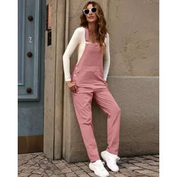 luvamia Corduroy Overalls for Women Adjustable Straps Fashion Bib Corduroy Overalls For Women Overalls For Women Casual Dusty Rose Womens Overalls Jumpsuit Size Medium Fits Size 8 / Size 10