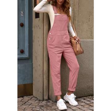 luvamia Corduroy Overalls for Women Adjustable Straps Fashion Bib Corduroy Overalls For Women Overalls For Women Casual Dusty Rose Womens Overalls Jumpsuit Size Medium Fits Size 8 / Size 10