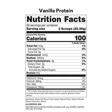 Bad Athletics Grass Fed 100% Whey Protein Isolate, Vanilla Cream - Five Ingredients, 20g of Protein, Naturally Flavored & Sweetened(30 Servings)