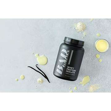 Bad Athletics Grass Fed 100% Whey Protein Isolate, Vanilla Cream - Five Ingredients, 20g of Protein, Naturally Flavored & Sweetened(30 Servings)