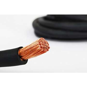 TEMCo WC0220-25 ft 1 Gauge AWG Welding Lead & Car Battery Cable Copper Wire BLACK | MADE IN USA