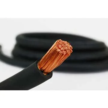TEMCo WC0220-25 ft 1 Gauge AWG Welding Lead & Car Battery Cable Copper Wire BLACK | MADE IN USA