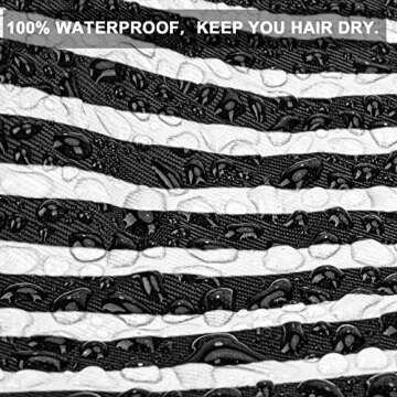 Aosuker Shower Cap, Waterproof Shower Cap for Women Reusable for Long Hair, Large Elastic Adjustable Shower Caps(Black Stripe)