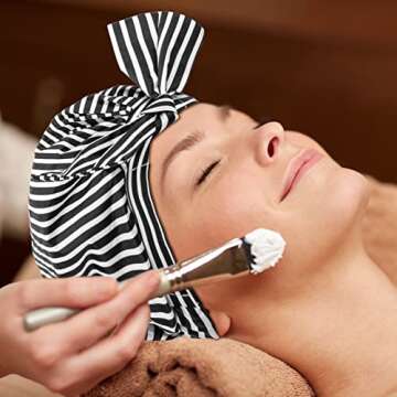 Aosuker Shower Cap, Waterproof Shower Cap for Women Reusable for Long Hair, Large Elastic Adjustable Shower Caps(Black Stripe)