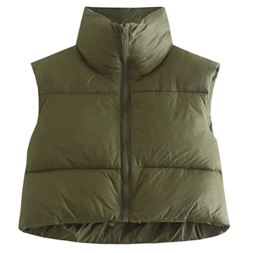 KEOMUD Women's Stylish Lightweight Winter Crop Vest