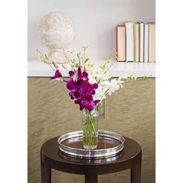 KaBloom Flowers - Valentine Collection - Exotic Opal Orchid Bouquet of Purple and White Orchids from Thailand with Vase - Gift for Birthday, Thank You, Valentine, Mother’s Day Fresh Flowers