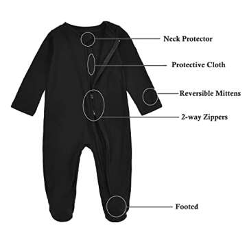 Aablexema Organic Cotton Baby Footie Pajamas with Mittens for Newborns and Infants
