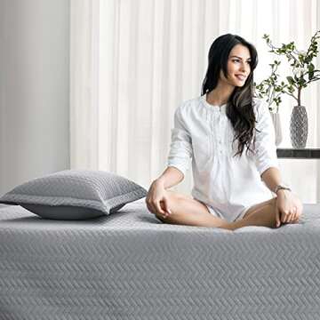 Maple&Stone Quilt Set Queen Size, Lightweight Grey Bedspread Ultrasonic Chevron Pattern Light Coverlet for All Season Comforter Bedding Decor - 3 Piece Full Bed Cover Sets