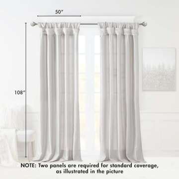 Madison Park Emilia Faux Silk Single Curtain with Privacy Lining, DIY Twist Tab Top, Window Drape for Living Room, Bedroom and Dorm, 108"L x 50"W, Silver
