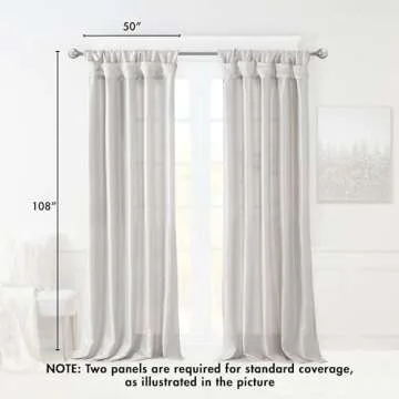 Madison Park Emilia Faux Silk Single Curtain with Privacy Lining, DIY Twist Tab Top, Window Drape for Living Room, Bedroom and Dorm, 108"L x 50"W, Silver