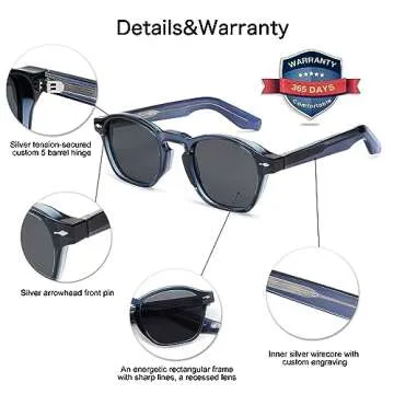 VANLINKER Retro Small Square Sunglasses for Men Womens Trendy Thin Cube Shades Vintage Slim Frames Luxury Eyewear VL9774 Blue Frame Grey Lens