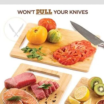 Bamboo Cutting Board Set - Wood Cutting Boards for Kitchen, Chopping Board with Juice Groove for Meat, Cheese and Vegetables - Large Butcher Block, Cheese Board & Charcuterie Board (Set Of 4)