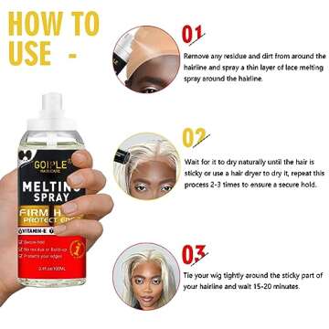 Lace Melting and Holding Spray Glue-Less Hair Adhesive for Wigs, Lace Bond Adhesive Spray Wig Spray for Closure Wigs Extensions, Wig Melting Spray Strong Natural Forming Hold Protect Edges 3.4 fl oz