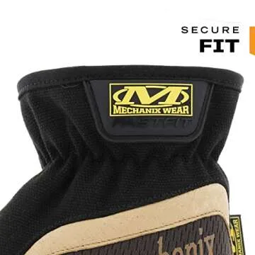 Mechanix Wear: Durahide Leather FastFit Work Glove with Elastic Cuff for Secure Fit, Utility Gloves for Multi-Purpose Use, Abrasion Resistant, Safety Gloves for Men (Brown, Large)