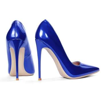 Elisabet Tang Women Pumps, Pointed Toe High Heel 4.7 inch/12cm Party Stiletto Heels Shoes Royal Blue 9