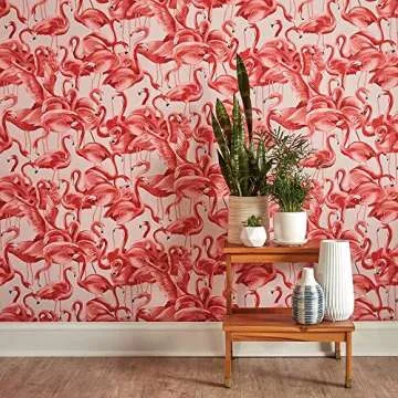 Stylish Tempaper Flamingo Peel and Stick Wallpaper Roll