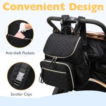LORADI Diaper Bag: Water-Resistant Travel Backpack with Insulated Pockets