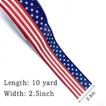 Hying 4th of July Patriotic Ribbon 2.5" x 10 Yards for Crafts