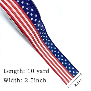 Hying 4th of July Patriotic Ribbon 2.5" x 10 Yards for Crafts