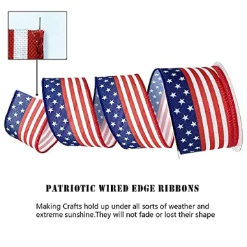 Hying 4th of July Patriotic Ribbon 2.5" x 10 Yards for Crafts