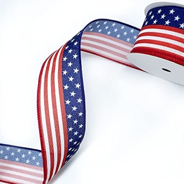Hying 4th of July Patriotic Ribbon 2.5" x 10 Yards for Crafts