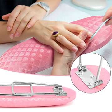 krofaue Nail Arm Rest,Professional Microfiber Leather Nail Hand Rest Stand Arm Rest for Acrylic Nails Cushion Hand Holder with Non-slip - Nail Technician Use Must Have（Pink）