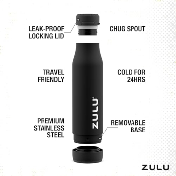 Zulu Ace 24oz Insulated Steel Water Bottle - Black