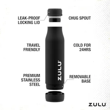 Zulu Ace 24oz Insulated Steel Water Bottle - Black