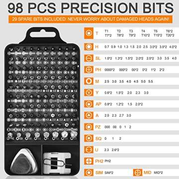 NECAMOCU Precision Screwdriver Set, Professional Grade 115 in 1 Magnetic Repair Tool Kit for Electro...