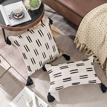 Ailsan Boho Beige Throw Pillow Cover - Modern Cotton Cushions