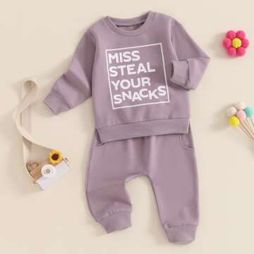 Toddler Baby Girl Fall Winter Outfit Letter Print Long Sleeve Sweatshirts and Stretch Pants Infant G...