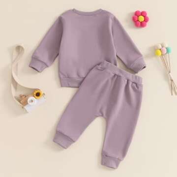 Toddler Baby Girl Fall Winter Outfit Letter Print Long Sleeve Sweatshirts and Stretch Pants Infant Girl Clothes (Steal Snacks Purple, 18-24 Months)