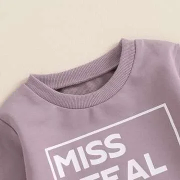 Toddler Baby Girl Fall Winter Outfit Letter Print Long Sleeve Sweatshirts and Stretch Pants Infant Girl Clothes (Steal Snacks Purple, 18-24 Months)
