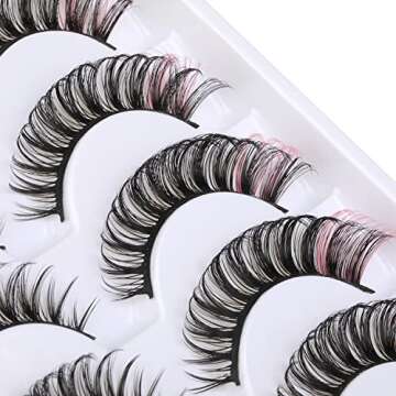 Russian Strip Lashes Colored False Eyelashes Natural Look Faux Mink Lashes Wispy Cat Eye Lashes Pack by Kiromiro