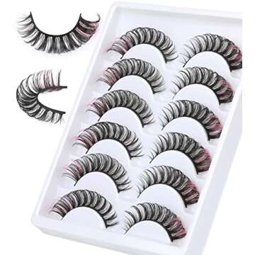 Russian Strip Lashes Colored False Eyelashes Natural Look Faux Mink Lashes Wispy Cat Eye Lashes Pack by Kiromiro