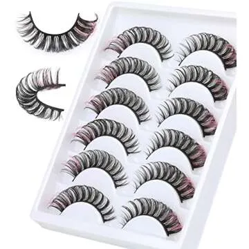 Russian Strip Lashes Colored False Eyelashes Natural Look Faux Mink Lashes Wispy Cat Eye Lashes Pack by Kiromiro