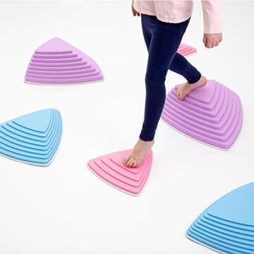 JumpOff Jo - Rocksteady - Balance & Coordination Enhancing Blocks and Stepping Foam Stones, Sensory Toys for Kids - Indoor and Outdoor Obstacle Course (Pastel Colors, Tall)
