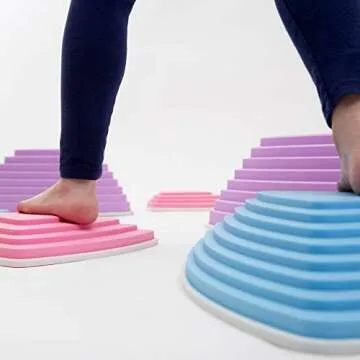 JumpOff Jo - Rocksteady - Balance & Coordination Enhancing Blocks and Stepping Foam Stones, Sensory Toys for Kids - Indoor and Outdoor Obstacle Course (Pastel Colors, Tall)