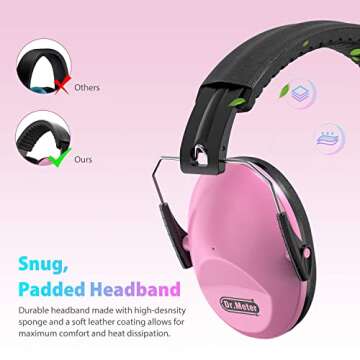 Dr.meter Noise Cancelling Ear Muffs: SNR27.4 Noise Cancelling Headphones for Adults Kids Ear Protection for Monster Jam Autism Sensory Concerts Fireworks- 2 Pack Green & Pink