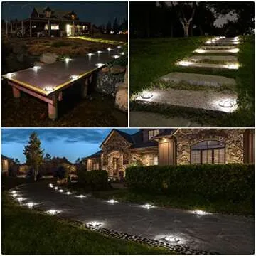 VOLISUN Solar Deck Lights Driveway Dock Lights, 12-Pack Waterproof Outdoor LED Aluminum Dock Lightin...