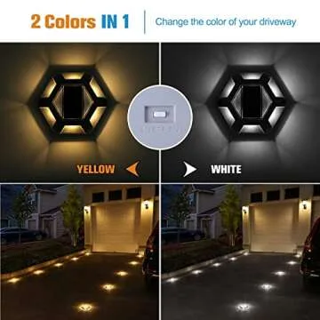 VOLISUN Solar Deck Lights Driveway Dock Lights, 12-Pack Waterproof Outdoor LED Aluminum Dock Lighting Warning Step Lights for Driveway Sidewalk Garden Pathway Yard(Warm White+White,2 Colors in 1)