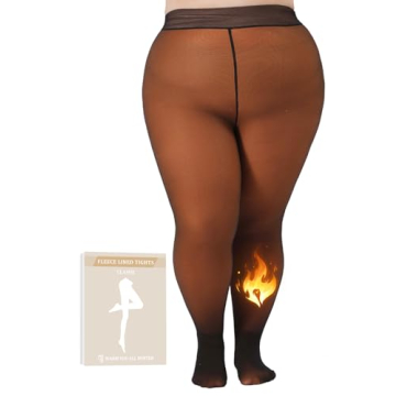 MERYLURE Plus Size Fleece Lined Sheer Tights, Fake Translucent Winter Warm Leggings for Women,Thick ...