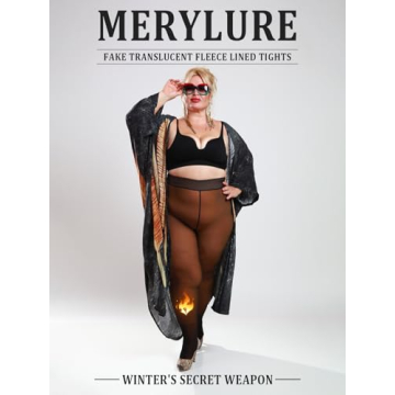 Plus Size Fleece Lined Sheer Tights for Women