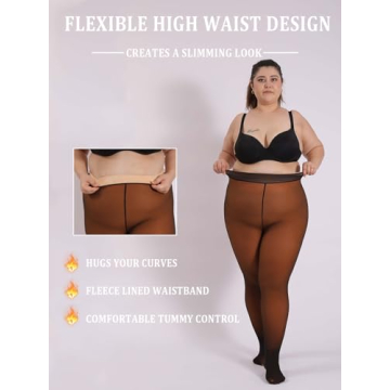 Plus Size Fleece Lined Sheer Tights for Women